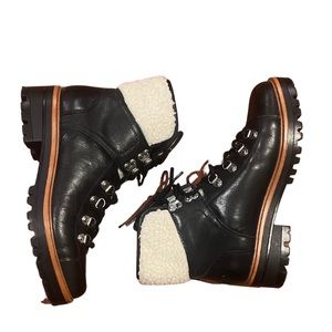Marc Fisher Black Isalia Lace-Up Hiker Boots